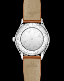 26 mm, steel on leather strap
