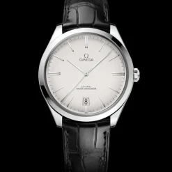 40 mm, steel on leather strap