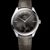 40 mm, steel on leather strap
