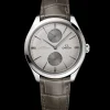 40 mm, steel on leather strap