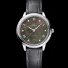 34 mm, steel on leather strap