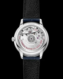34 mm, steel on leather strap
