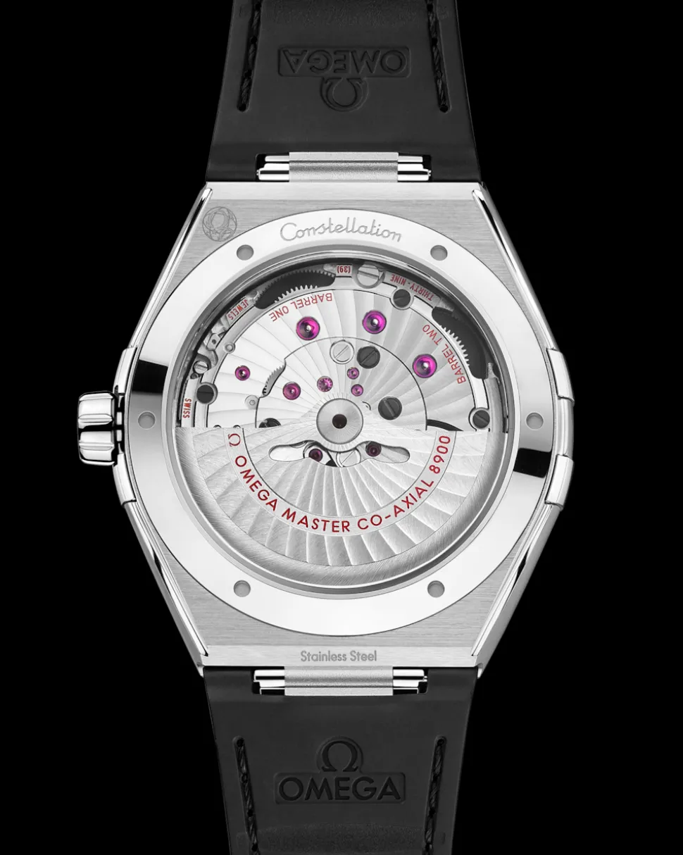 41 mm, steel on rubber strap