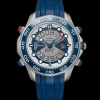 46.75 mm, titanium on rubber strap