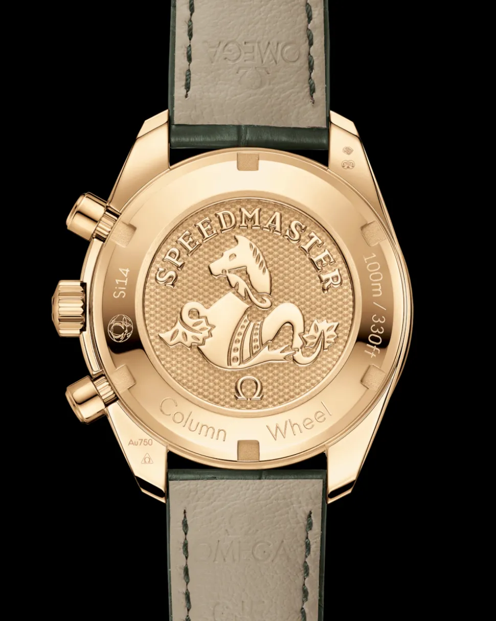 38 mm, yellow gold on leather strap