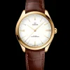 40 mm, yellow gold on leather strap