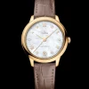 34 mm, yellow gold on leather strap