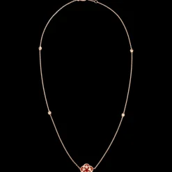 Necklace, 18k red gold, carnelian