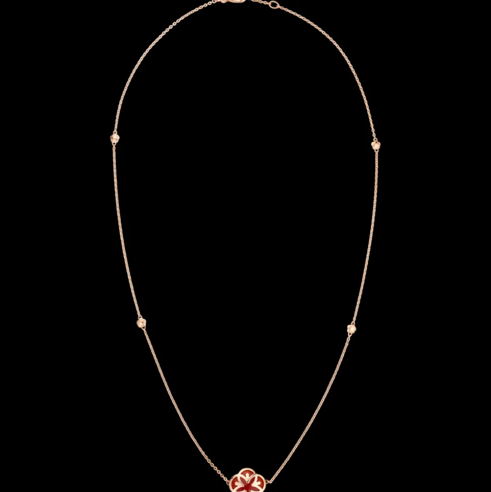 Necklace, 18k red gold, carnelian