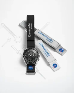 2‑piece black Speedmaster Moonwatch VELCRO® strap