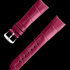 Pink alligator leather strap with pin buckle