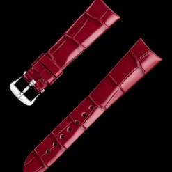 Red alligator leather strap with pin buckle