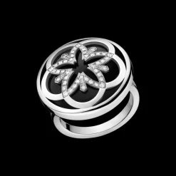 Ring, 18k white gold, diamonds, onyx