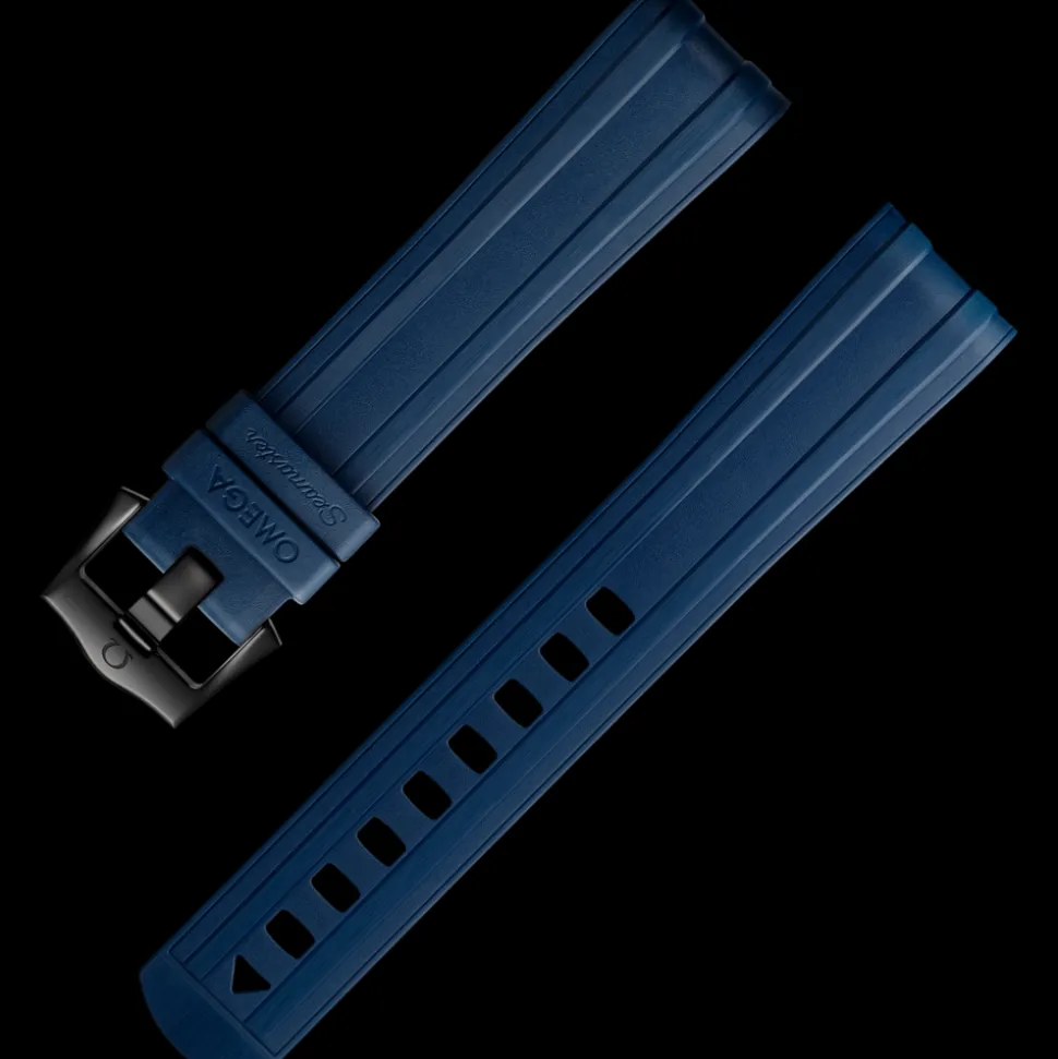 Seamaster Diver 300M blue rubber strap with pin buckle
