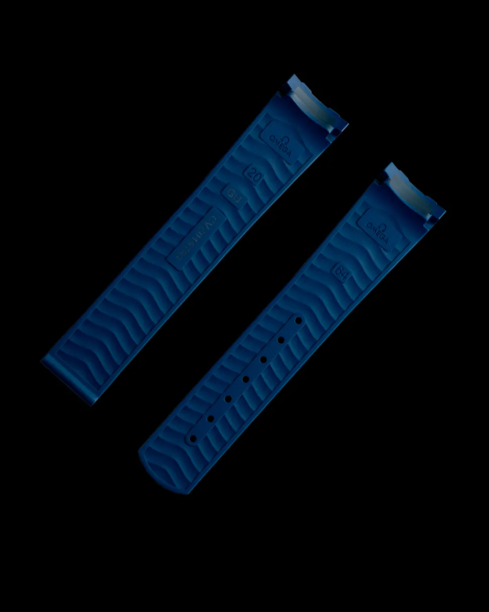 Seamaster Diver 300M blue rubber strap with foldover clasp