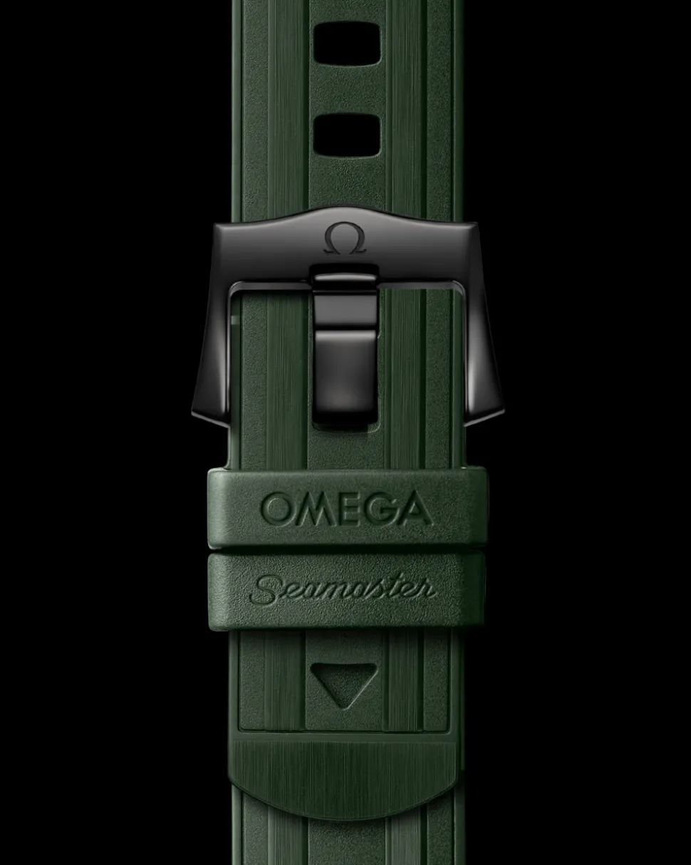 Seamaster Diver 300M green rubber strap with pin buckle