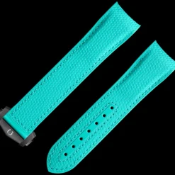 Seamaster Planet Ocean 600M turquoise rubber strap with foldover clasp