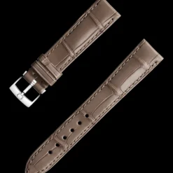 Taupe brown alligator leather strap with pin buckle