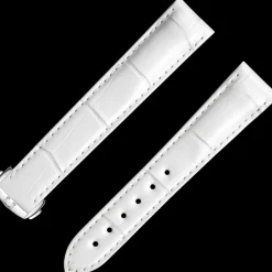 White alligator leather strap with foldover clasp