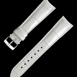 White alligator leather strap with pin buckle